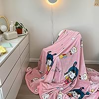 Plush Fleece Throw Blanket Twin Size Korean Mink Blanket Extra Soft Cozy Bed Blanket Cartoon Character Cute Girl Pink Microfiber Flannel Fuzzy Blanket for Couch and Sofa (60x80 inches)