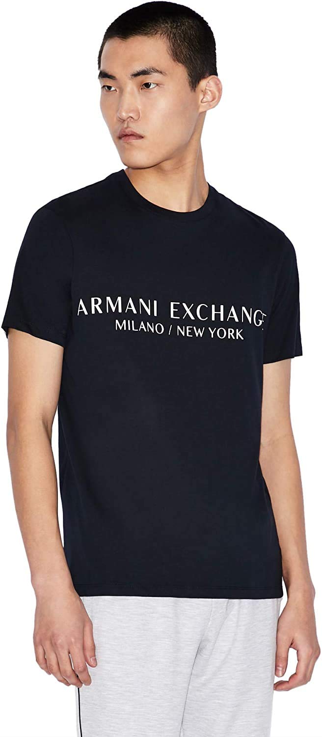 A|X ARMANI EXCHANGE Men's Short Sleeve Milan New York Logo Crew Neck T-Shirt