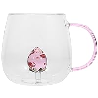 BESTOYARD Glass Breakfast Cups 400ml Oatmeal Milk Pitcher Strawberry Coffee Mug Juice Drink Cups Oats Containers Beverage Glasses Tea Cups Cereal Bowl Clear Drinking Cups Iced Tea Glassware