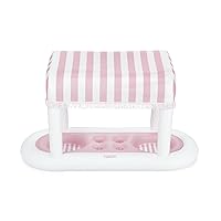 FUNBOY Giant Floating Pink Cabana Stripe Drink Station, Removable Fabric Shade with Fringe, Perfect for Parties, Table-top Decorations and in-Pool Refreshments.