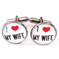 Silver Tone I Love My Wife Cuff Links For Men