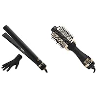 Hot Tools Pro Artist Black Gold Evolve Ionic Salon Hair Flat Iron | Long-Lasting & 24K Gold One-Step Hair Dryer and Volumizer | Style and Dry, Professional Blowout