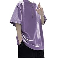 % Cotton Half Sleeve Men' Women Summer -Shirt Loose Short-Sleeved Casual Basic Shirt Neck Solid Oversize