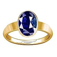 6.25-6.50 Carat Blue Sapphire Neelam Nilam Gemstone Panchdhatu Adjustable Plain Design Ring for Men & Women