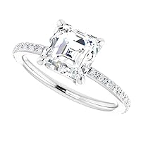 Moissanite Star Moissanite Ring Asscher 2.0 CT, Moissanite Engagement Ring/Moissanite Wedding Ring/Moissanite Bridal Ring Sets, Sterling Silver Ring, Perfact for Gift Or As You Want