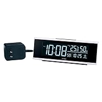 Seiko Clock DL307W Table Clock, Alarm Clock, Radio Wave, Digital, AC Type, Color LCD, Series C3, White, Product Size: 2.5 x 6.9 x 1.8 inches (6.3 x 17.4 x 4.6 cm)