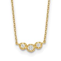10.3mm 14k Gold Polished 3 Stone CZ Cubic Zirconia Simulated Diamond With 2in Extension Necklace 18 Inch Jewelry for Women