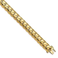 14k Gold Polished Fancy Link Mens Bracelet 9 Inch Measures 9.4mm Wide Jewelry Gifts for Men