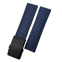ANKANG 22mm 24mm Braided Silicone Rubber Watchband Replacement for Avenger Superocean Heritage Watch Strap Braceles (Color : Dark Blue Black, Size : 22mm)