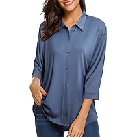 Blouses for Women 3/4 Sleeve Loose Tunic Tops Casual Button Down Shirts