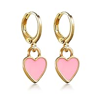 Preppy Earrings for Teen Girls Women Smile Face Heart Charms Pendants Gold Small Huggie Hoop Dangle Drop Earrings Trendy Y2K Jewelry Gifts