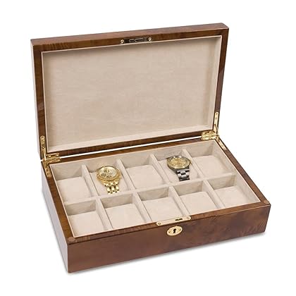 Diamond2Deal Burlwood Finish 10-Watch Case