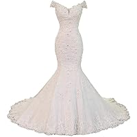 Wedding Dresses Long Wedding Dress Mermaid Bridal Dresses Lace Applique Bridal Dress Beaded Off The Shoulder Women's