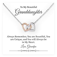 To My Beautiful Granddaughter Necklace From Grandpa, A Lovely Gift For Her Birthday, Graduation Gift For Granddaughter, Interlocking Heart Jewelry For Granddaughter With A Heartfelt Message Card And Luxurious Box