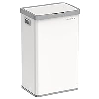 SONGMICS Motion Sensor Trash Can, 18-Gallon (68L) Automatic Kitchen Garbage Can with Stay-Open Lid, Soft Close, Stainless Steel, 15 Trash Bags Included, Cloud White ULTB630W68