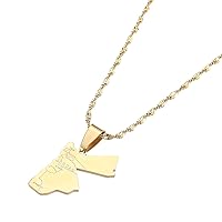 Jordan Map and Flag Pendant Necklaces Gold Color Country Jewelry