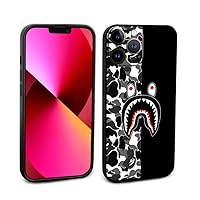 Shark Teeth Case for iPhone 13 Mini Silicone for Women and Men, Cute Soft Clear Camo Shark Face Full Body Protection Shockproof Cover, Compatible with iPhone 13 Mini 5.4-Inch Black Camouflage