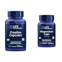 Creatine Capsules 120 Count & Magnesium Caps 500mg 100 Count - Muscle Strength, Heart Health