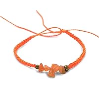 Chip Stone Braided String Macramé Friendship Bracelet - Womens Fashion Handmade Jewelry Boho Accessories