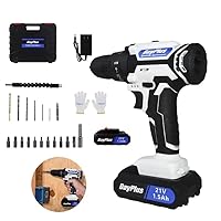 1300mAh Lithium-Ion Cordless Drill Set, 25+1 Power Drill Kit With 1x Battery & Fast Charger, Gloves, 2-Variable Speeds 0-1400RPM, 398 In-lbs Torque, Built-in LED Light, 29pcs Drill Bits