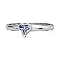 Sparkling Heart Shaped Design 0.06 Cts Tanzanite Gemstone 925 Sterling Silver Ring
