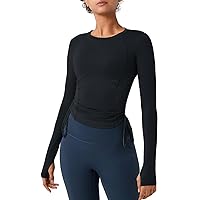 Almaree Workout Tops for Women Athletic Long Sleeve Shirts Yoga Gym Clothes with Thumb Holes