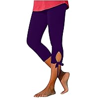 Womens Capri Pants High Waisted Casual Capri Leggings Hiking Pants Workout Yoga Jogger Pants Comfy Solid Color Leggings