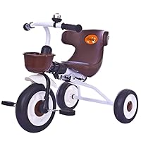 Tricycle Child Bike Children's Toy Car Multifunction Collapsible Comfortable Back Soft Seat Birthday Present (Color : Green) (Color : Brown)