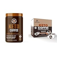 Ketogenic Caramel Macchiato Keto Coffee Mix & Pods, Supports Energy & Metabolism, Weight Loss Diet, 15 Servings 7.93oz & 16 Count K Cups