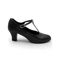 Capezio Women's Jr. Footlight T-Strap Character Shoe Oxford, 12.5 Wide Black