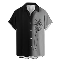 Button Down Shirt Men Rock and Roll Punk Print Pocket Lapel Hawaiian Casual Loose Short Sleeve Shirt