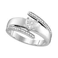 The Diamond Deal 14kt White Gold Womens Round Diamond Solitaire Promise Bridal Ring 1/10 Cttw