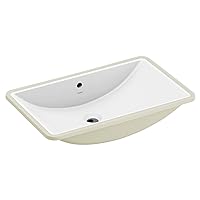 White Vitreous China Undermount Sink, 23.625 X 14.75 X 7 Inch Rectangle Bathroom Sink with a High Gloss Porcelain Finish for Vanity Countertop Placement, BGCW10RU1223