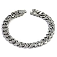 Italian Cut Men's Titanium 10MM Curb Link Bracelet (Length 7