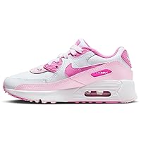 Nike Air Max 90 Little Kids' Shoes (FZ3558-100, White/Pink Foam/Playful Pink) Size 2