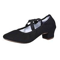 Women's Pump Dress Heel Pump Sandals 2023 New Soft Sole Solid Color Cloth Crossbinding Dance Shoes Latin Dance Shoes 3in Heels