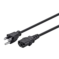 Monoprice 15ft 18AWG Power Cord Cable w/ 3 Conductor PC Power Connector Socket (C13/5-15P) - Black
