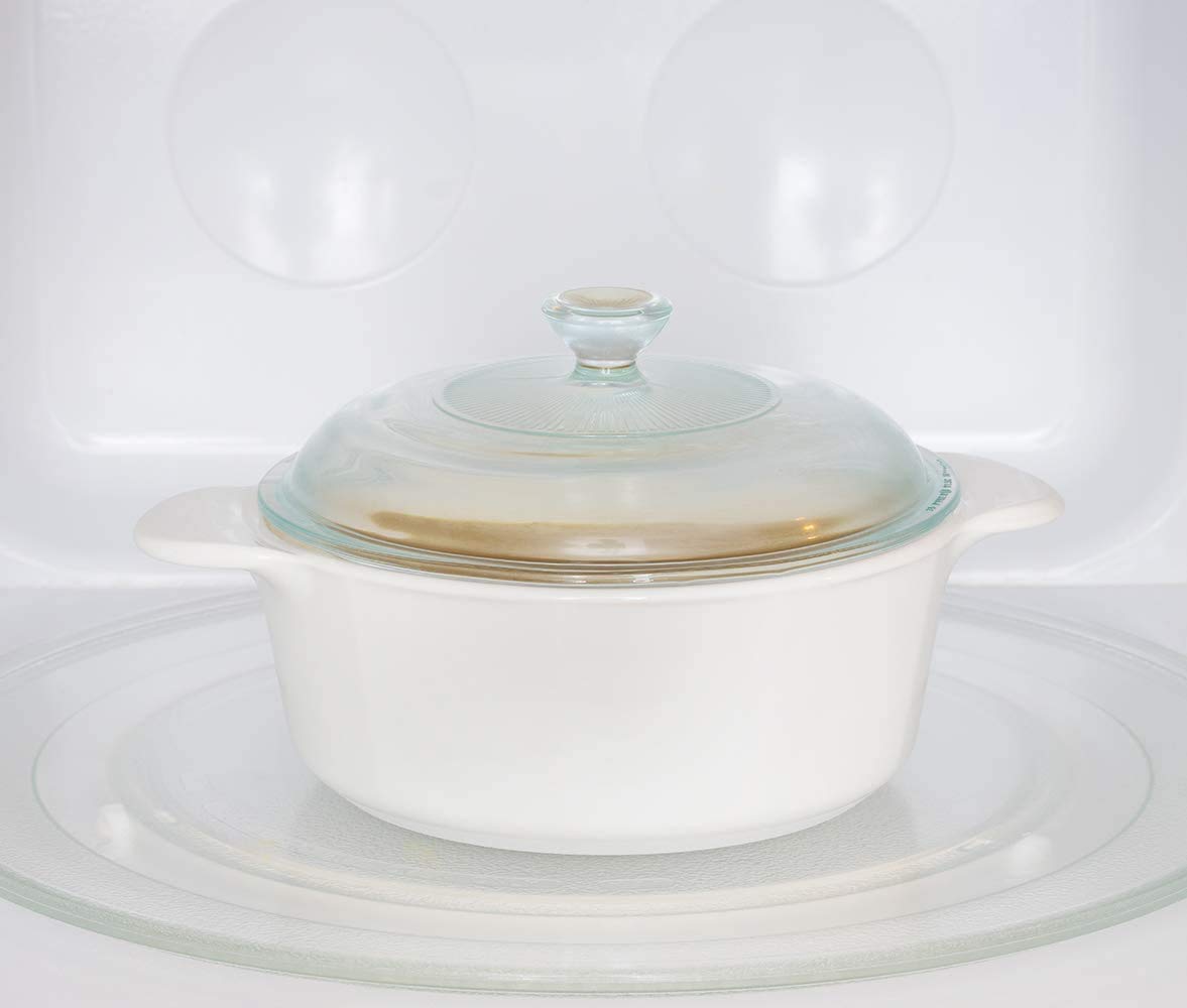 CorningWare Pyroceram Classic Round Casseroles Cooking Pots with Handles & Glass Covers 3.5 Quart, 2.4 Quart & 1.3 Quart - White