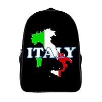 Italian Flag and Map 16 Inch Backpack Adjustable Strap Daypack Double Shoulder Backpack Business Laptop Backpack for Hiking Travel