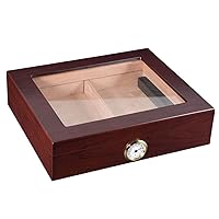 Cigar Humidor, Cigar Humidor Glass-Can Hold 25 Cigars Portable Cigar Humidor - Desktop Humidifier Storage Box Cigar - Ceprofessional Solid Cigar Box Cigar Cabinets