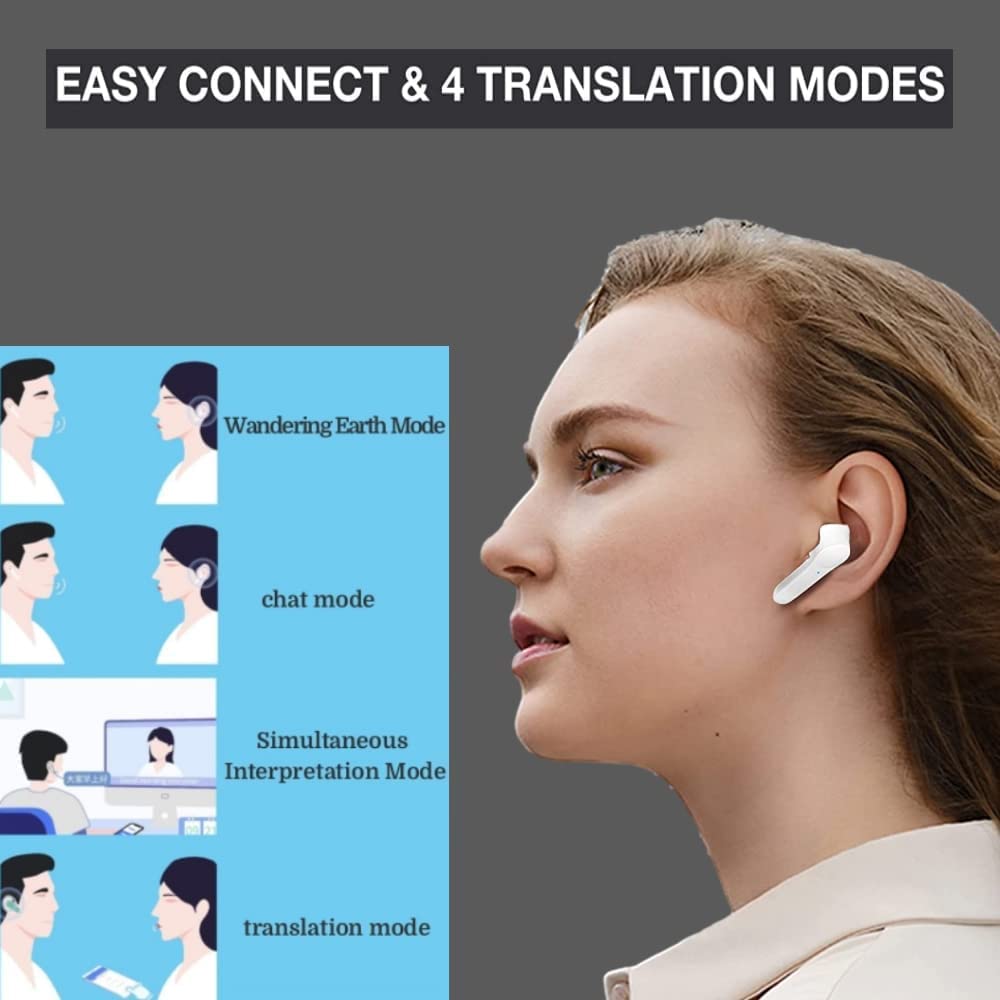Translator Device Smart Voice Translator Earbuds, 84 Language Translator Wireless Bluetooth Instant Voice Translation Device with APP, Translator Earphone for Business Travel Learning.