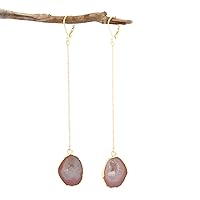 Guntaas Gems Unique Fashion Jewelry Geode Druzy Threader Girl Earrings Brass Gold Plated Drop Dangle Earring