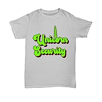 Unicorn Security Neon Green Vintage Retro 70s 80s 90s Women Men Plus Size Graphic Novelty T-Shirt Ash