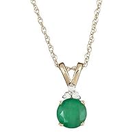 Brilliant Round Solitaire Emerald & Diamond Pendant 6mm (May Birthstone)