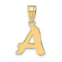 14k Gold Polished Script Letter a Initial Pendant Necklace Measures 15.76x13.68mm Wide Jewelry for Women