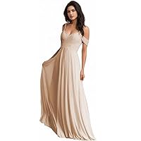 Chiffon Bridesmaid Dresses Off Shoulder Long Formal Gowns and Evening Dresses for Wedding with Pockets