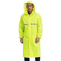 Men's Long Rain Coats Hooded Raincoats Safety Rain Jacket Poncho for Waterproof Work