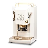 FABER COFFEE MACHINES Model Pro Deluxe, coffee pod machine Essee 44mm, Brass Finish, Adjustable Brass Pad Press, Standard Solenoid Valve (Pure White)