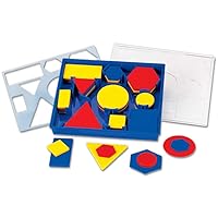 hand2mind Plastic Attribute Blocks Student Kit, Geometry Set, Preschool Learning, Manipulatives for Preschool, Montessori Math, Shapes for Toddlers, Home Schooling Materials Pre-K (Set of 60 Blocks)