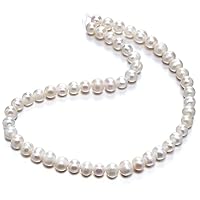 Adabele 1 Strand Real Natural Potato Round White Cultured Freshwater Pearl Loose Beads 7-8mm for Jewelry Making 14 inch fp3-78